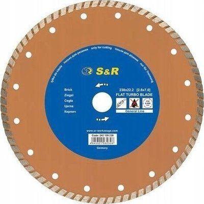 Диск алмазний вiдрiзний S&R TURBO 230х22.2 CUTTER цегла 242159230 фото