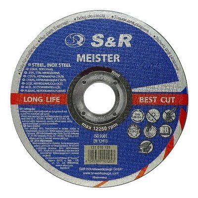 Круги абразивні вiдрiзні S&R Meister 125x1,0x22,2мм.  A60S BF по мет/нерж. 15шт. 131010125-SET15 фото