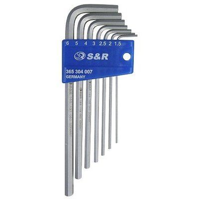 Набор шестигранных ключей S&R 7шт. Hex 1.5-6мм. 365304007 фото